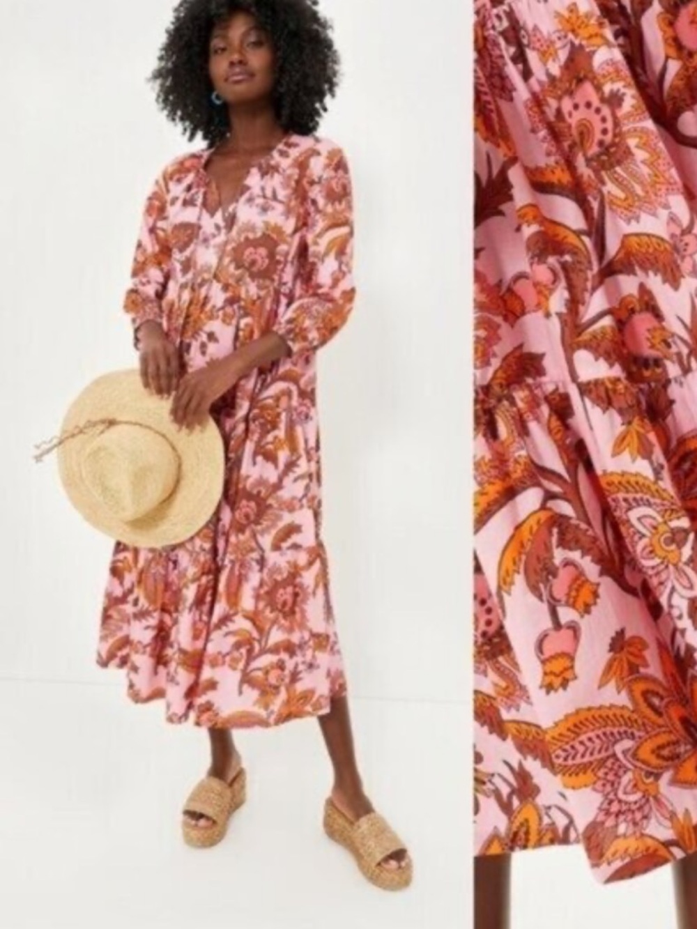 Tuckernuck New Sunset Chintz Salty Paloma Pink Paisley Caftan Maxi Dress floral